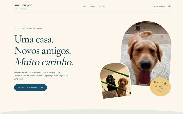 Design do site Ame seu Pet Hotel
