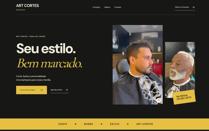 Design do site Art Cortes Barbearia