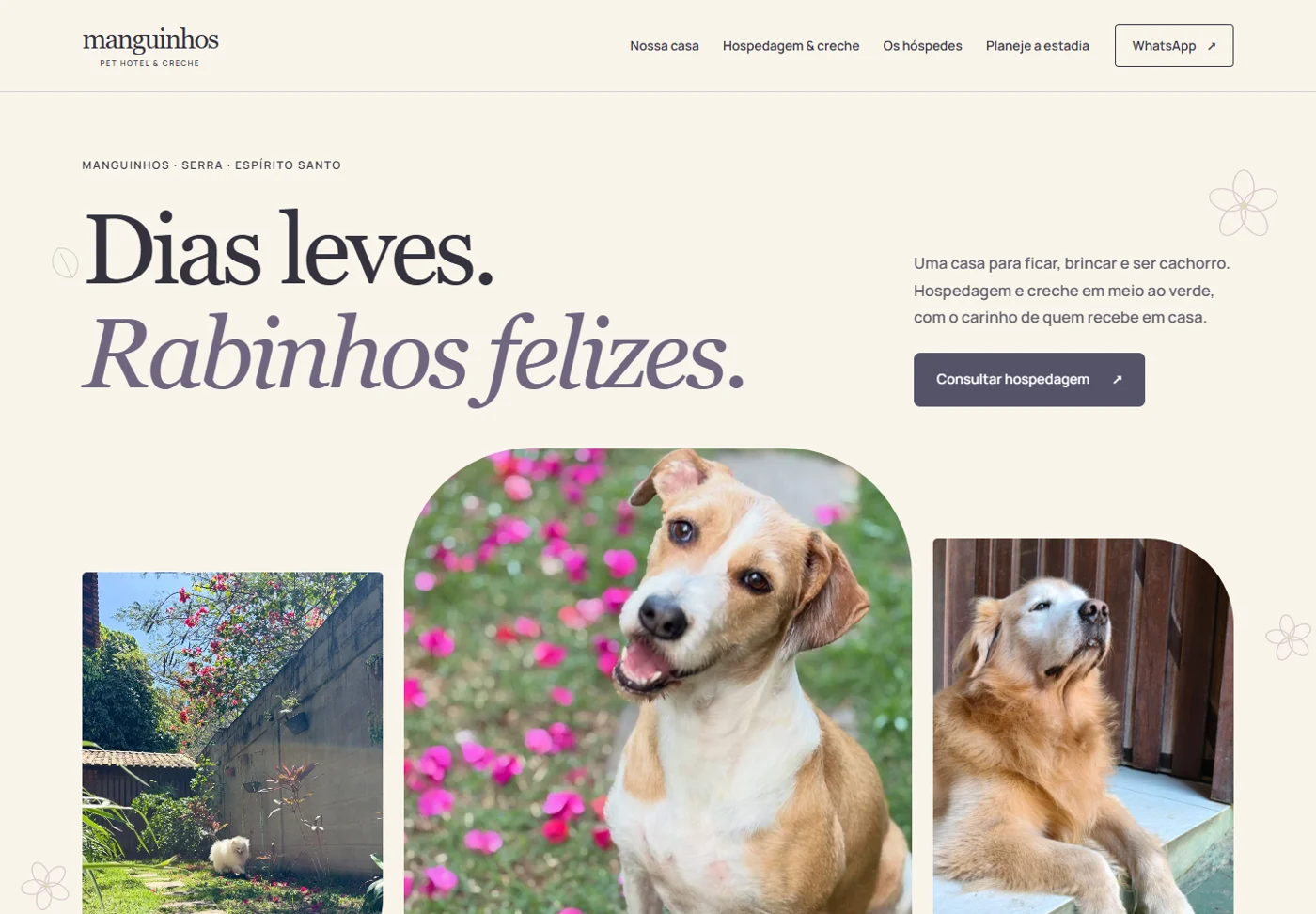Design do site Manguinhos Pet Hotel